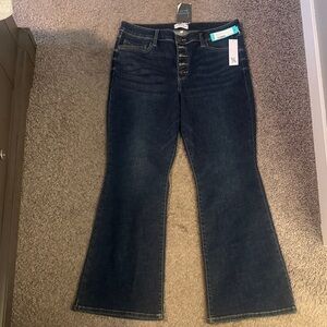 Dark Indigo High-Rise Flare Jeans - Button Front. Studio Blue. NWT